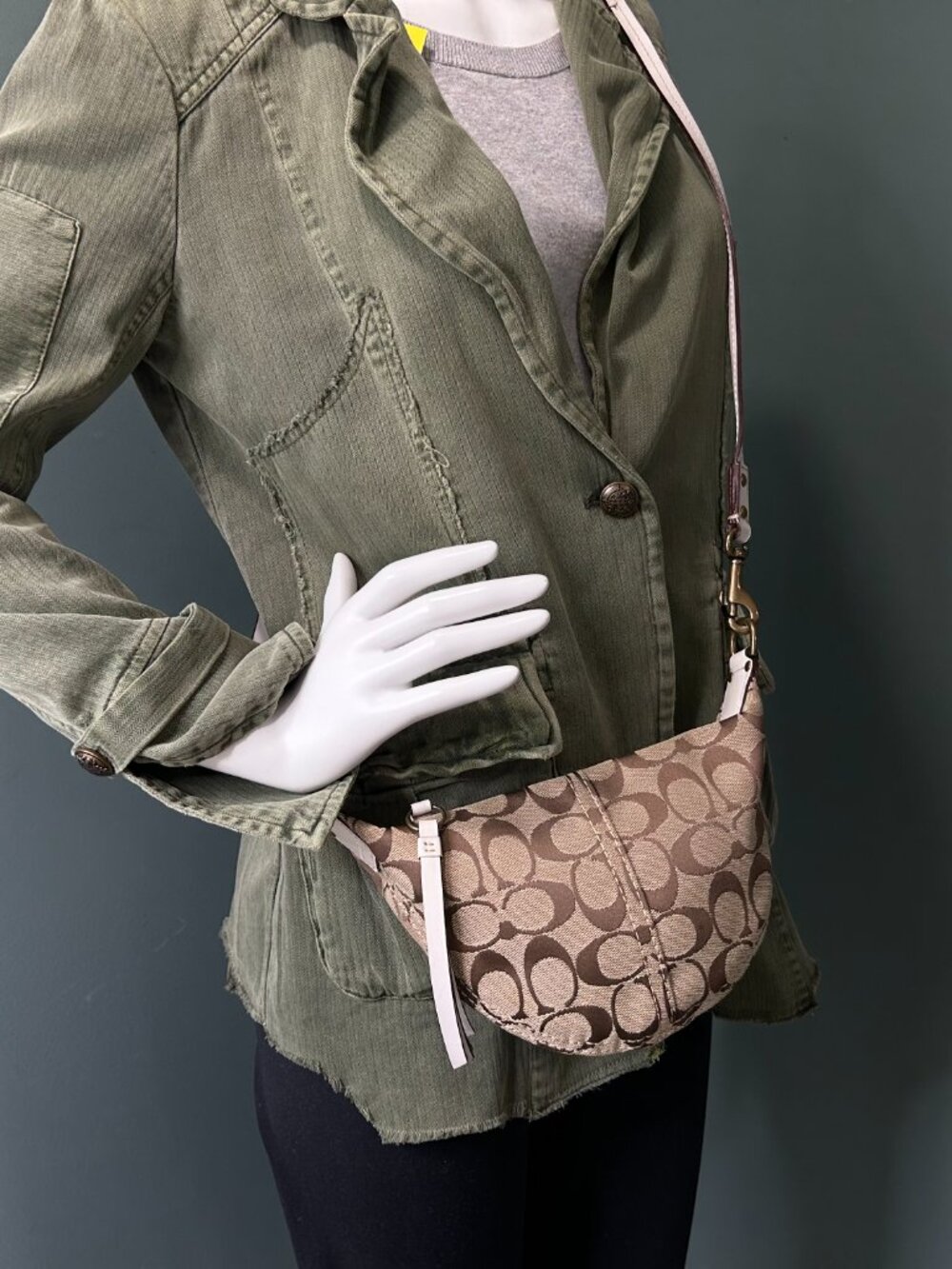 COACH Signature Mini  10840 Brown/White Canvas Bag Vintage Y2K 90s EUC Xbody